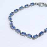Silver bracelet with natural tanzanites