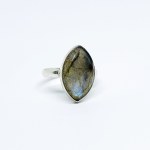 Silver ring with a large labradorite