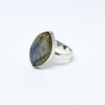 Silver ring with a large labradorite