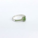 Silver ring with natural green garnets