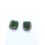 Vintage silver clips with jade