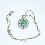 Silver Necklace with Emeralds and 0.08 Ct Diamonds