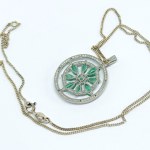 Silver Necklace with Emeralds and 0.08 Ct Diamonds