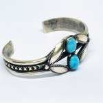 Navajo-Style Silver Bracelet with Turquoise