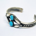 Navajo-Style Silver Bracelet with Turquoise