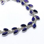 Long silver bracelet with natural amethysts