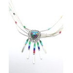 Silver Navajo necklace with enamel
