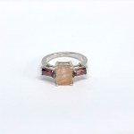 Silver ring with natural garnets and quartz