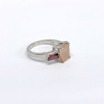 Silver ring with natural garnets and quartz