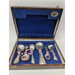Set of silver-plated spoons and teaspoons in a box