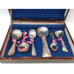 Set of silver-plated spoons and teaspoons in a box