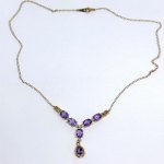 Gold-plated silver necklace with natural amethysts and white topazes