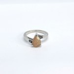 Silver ring with natural quartz and two diamonds