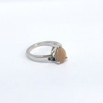 Silver ring with natural quartz and two diamonds
