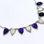 Silver necklace with natural amethysts and moonstones
