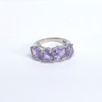 Silver ring with natural amethysts