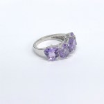 Silver ring with natural amethysts