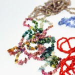 Four necklaces made of natural stones