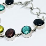 Silver bracelet with colorful stones
