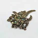Silver Floral Brooch with Markazites and Mother-of-Pearl