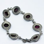 Silver bracelet with large natural rubies