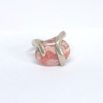 Silver ring with natural rhodochrosite