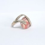 Silver ring with natural rhodochrosite