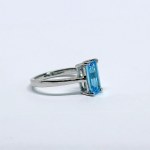 Silver ring with a rectangular Sky Blue topaz