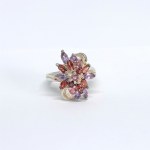 Silver ring with natural pink sapphires, garnets, and amethysts