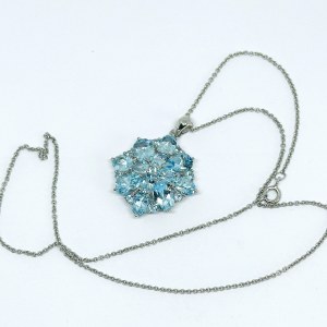 Large silver necklace with natural topaz stones