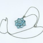 Large silver necklace with natural topaz stones