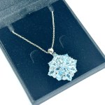 Large silver necklace with natural topaz stones