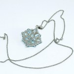 Large silver necklace with natural topaz stones