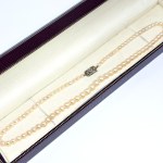 Belle Epoque Gold Necklace with Akoya Pearls, 0.06 Ct Diamonds, and a Ruby