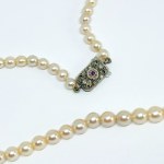 Belle Epoque Gold Necklace with Akoya Pearls, 0.06 Ct Diamonds, and a Ruby