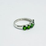 Silver ring with natural diopside stones