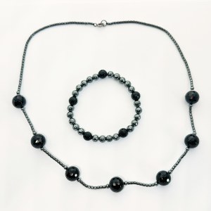 Silver Set with Hematite and Onyx