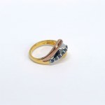 Gold-plated silver ring with natural blue sapphires