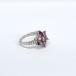 Silver ring with natural garnets and white topazes