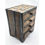 An old wooden box with metal fittings, 17th century (?)