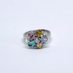 Silver ring with natural topaz, citrine, and cubic zirconia