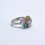 Silver ring with natural topaz, citrine, and cubic zirconia