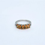 Silver Ring with Natural Orange Sapphires