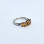 Silver Ring with Natural Orange Sapphires