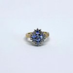Gold-plated silver ring with natural tanzanites and white sapphires