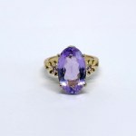 Large silver-plated ring with natural amethysts