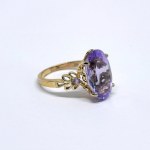 Large silver-plated ring with natural amethysts