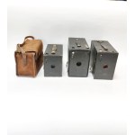 Three Kodak #2 Brownie cameras, one in a case