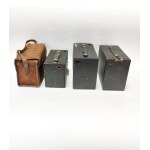 Three Kodak #2 Brownie cameras, one in a case