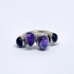 Silver ring with large natural amethysts